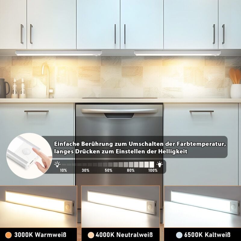 foto del prodotto gbly lampada a led lampada per armadio bassa da 30 cm con rilevatore di movimento usb ricaricabile a 1500 mah lampada per armadio a intensit 