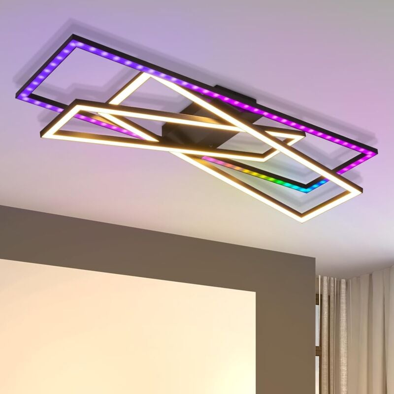 foto del prodotto gbly lampada a led rettangolare per soffitto, 36 w, nera, con luminosit regolabile, illuminazione per la camera da letto, colore rgb variabile,