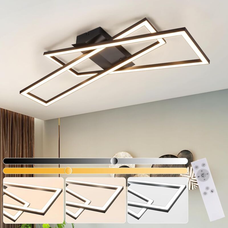 foto del prodotto gbly lampada a soffitto led design moderno regolabile a 36w, nero. lampada per salotto con telecomando,lampade a soffitto quadrate per ufficio,