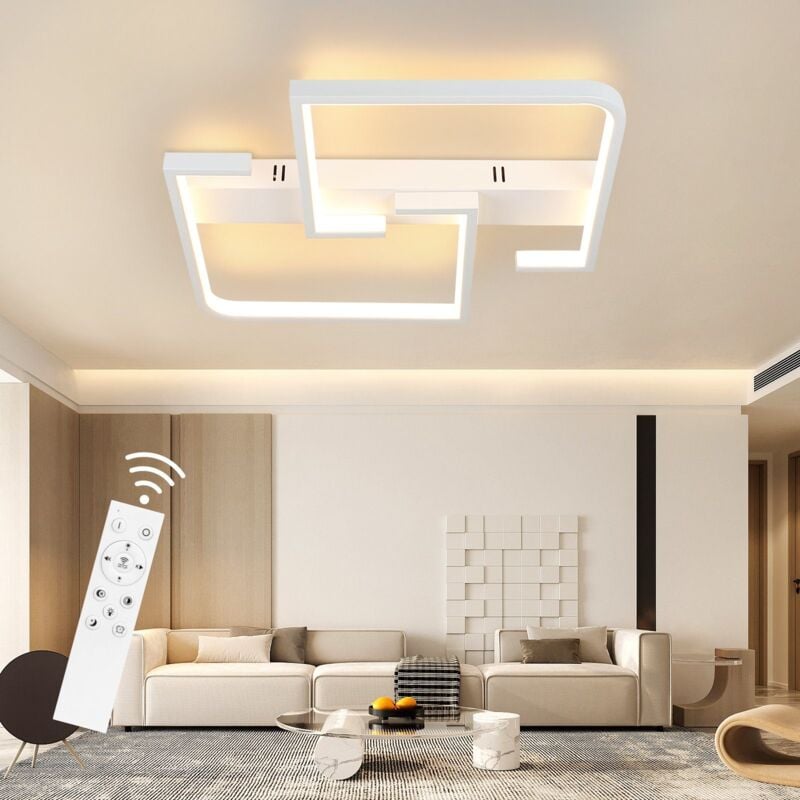 foto del prodotto gbly lampada a soffitto led per salotto regolabile in intensit con telecomando, 45w, 60 cm, bianca. lampada per salotto in metallo, design