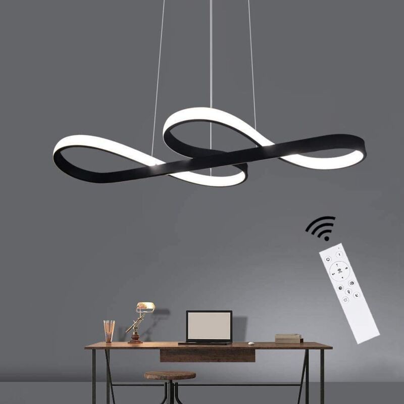 foto del prodotto gbly lampada a sospensione a led dimmerabile lampada a sospensione nera da 47 w lampada da tavolo da pranzo dal design moderno con lampada a