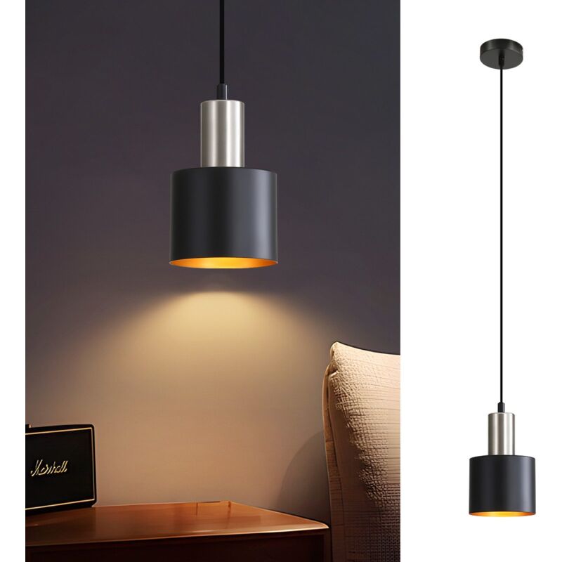 foto del prodotto gbly lampada a sospensione e27 nera lampada a sospensione retr lampada da comodino regolabile in altezza lampada a sospensione vintage industriale