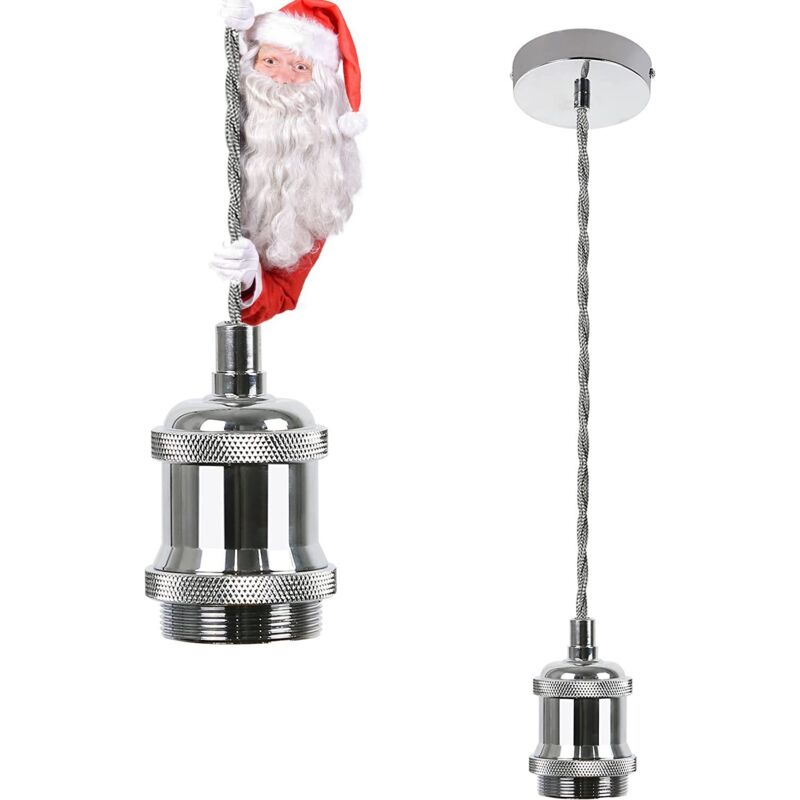 foto del prodotto gbly lampada a sospensione e27 sospensione leggera e27 moderna con cavo in r tro chrome con cavo da 1,3 m industriale con baldacchino anello a vite