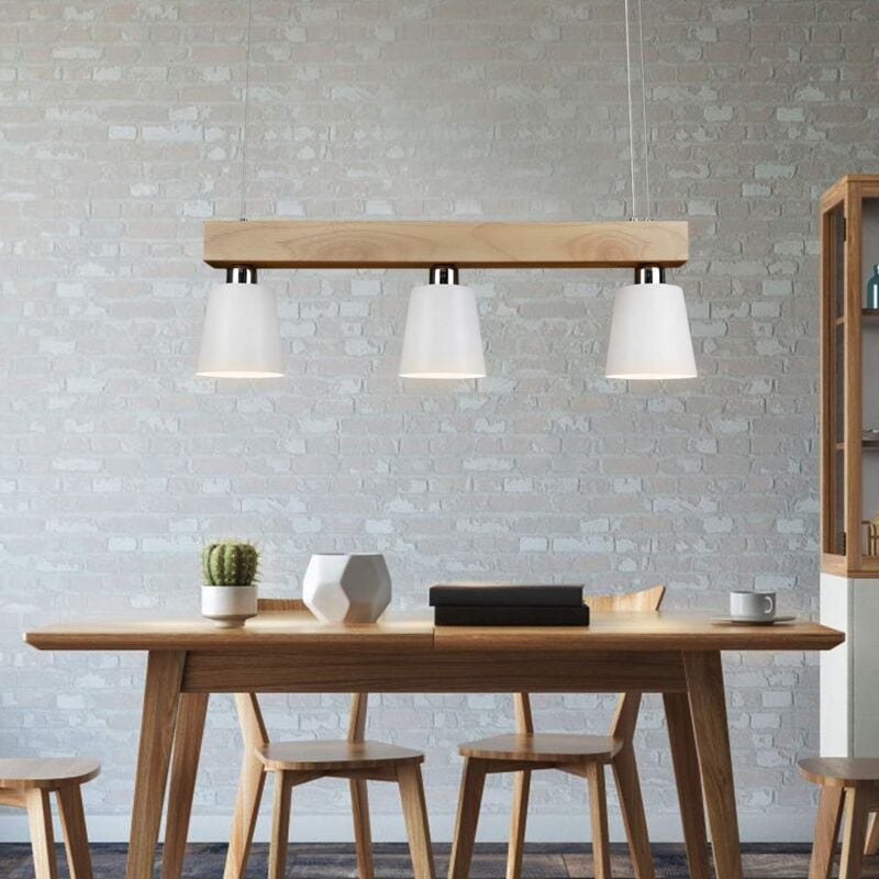 foto del prodotto gbly lampada a sospensione in legno 3 lampadine e27 max.25w 70x14x23cm bianco caldo vintage sospensione regolabile in altezza per sala da pranzo