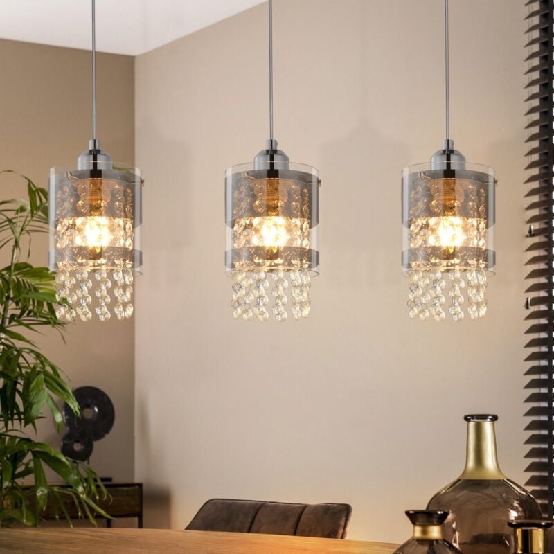 foto del prodotto gbly lampada a sospensione moderna lampada a sospensione 3 lampadine e27 lampada a sospensione in vetro 150 cm altezza massima regolabile lampada a