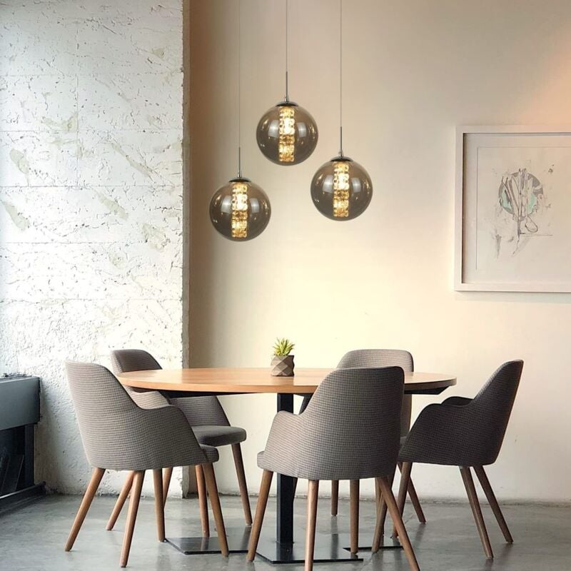 foto del prodotto gbly lampada a sospensione moderna lampada da sala da pranzo lampada a sospensione in vetro a 3 luci regolabile in altezza lampada da tavolo da