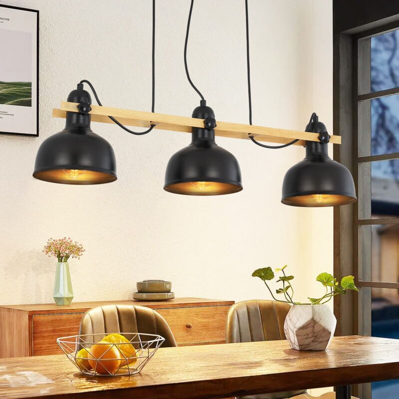 foto del prodotto gbly lampada a sospensione per soggiorno lampada a sospensione tavolo da pranzo 3 lampadine lampada da tavolo da pranzo in ferro nera vintage