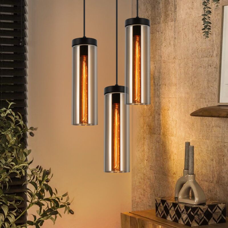 foto del prodotto gbly lampada a sospensione per tavolo da pranzo nero lampada a sospensione a 3 fiamme per tavolo da pranzo altezza regolabile e27 lampada a