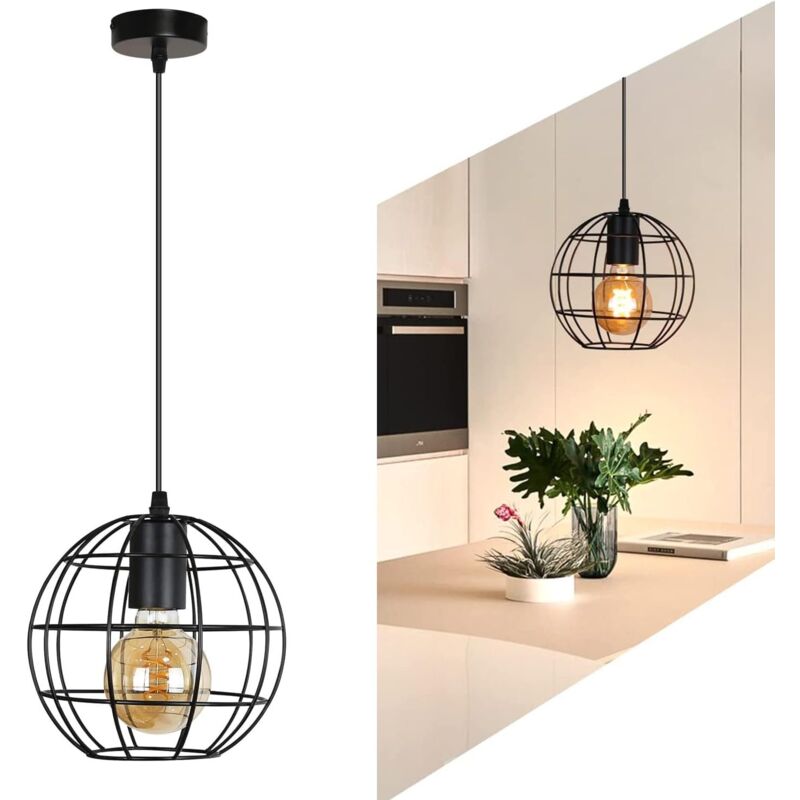 foto del prodotto gbly lampada a sospensione tavolo da pranzo vintage lampada a sospensione retr con 1 lampadina lampada da tavolo da pranzo in metallo nero