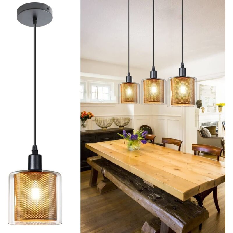 foto del prodotto gbly lampada a sospensione vintage, lampada da tavolo da pranzo, lampada a sospensione 1 luce e14 max lampada a sospensione retr da 40 w in