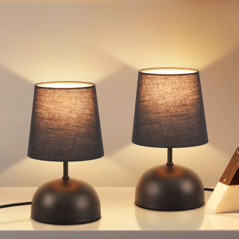 foto del prodotto gbly lampada da notte a due pezzi con cavo lampada da tavolo, lampada da notte in tessuto nero. lampada da notte per la camera moderna, design.