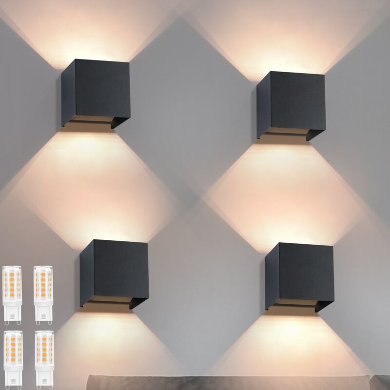 foto del prodotto gbly lampada da parete per esterni a led 4er lampada da parete per esterni per interni nera lampada da parete moderna lampada da esterno ip65