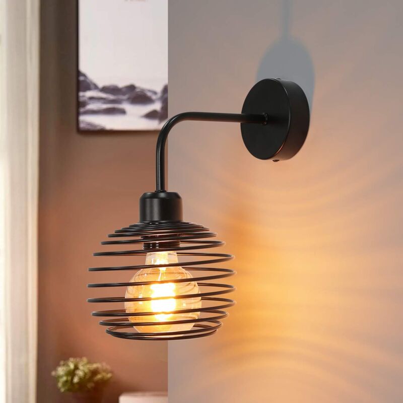 foto del prodotto gbly lampada da parete per interni nera e27 lampada da corridoio soggiorno illuminazione da parete vintage camera da letto lampada da comodino