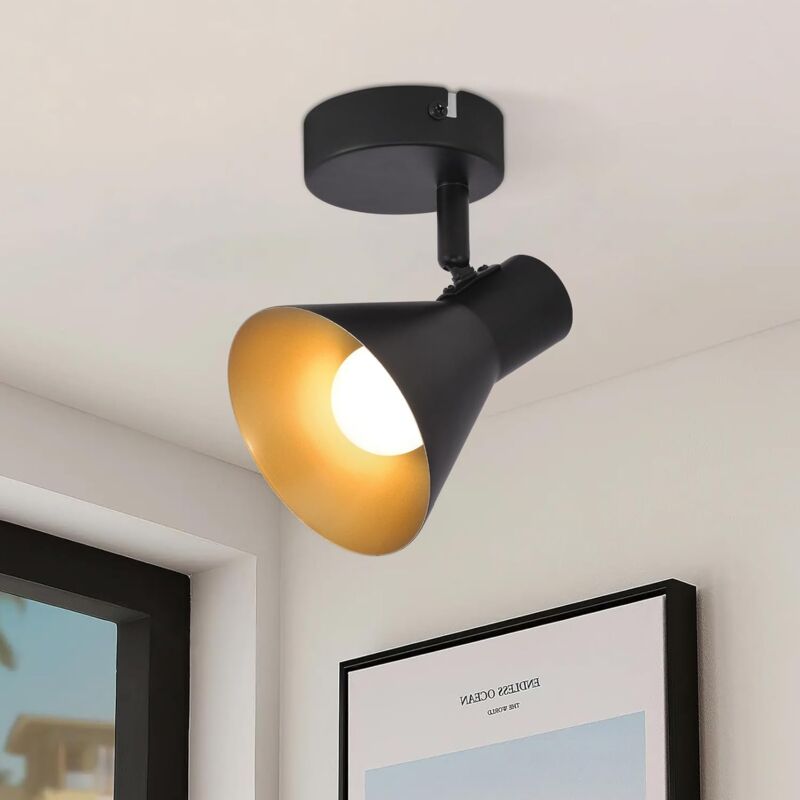 foto del prodotto gbly lampada da parete retr , e14 , spot da soffitto , orientabile e inclinabile , design industriale , spot da parete vintage , nero , ip20 ,