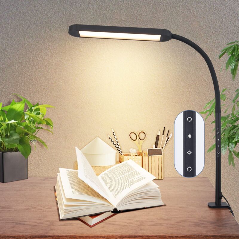 immagine 0 del prodotto gbly lampada da scrivania a led a pinza regolabile in 5 colori e 5 livelli di luminosit 11w lampada di giorno a protezione degli occhi lampada