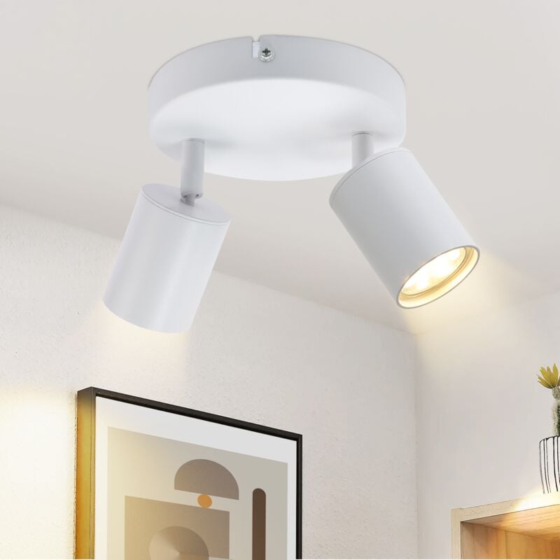 foto del prodotto gbly lampada da soffitto a due punti luce bianca punti luce da soffitto gu10, lampada moderna per corridoio, pivotante a 330 , spot a parete