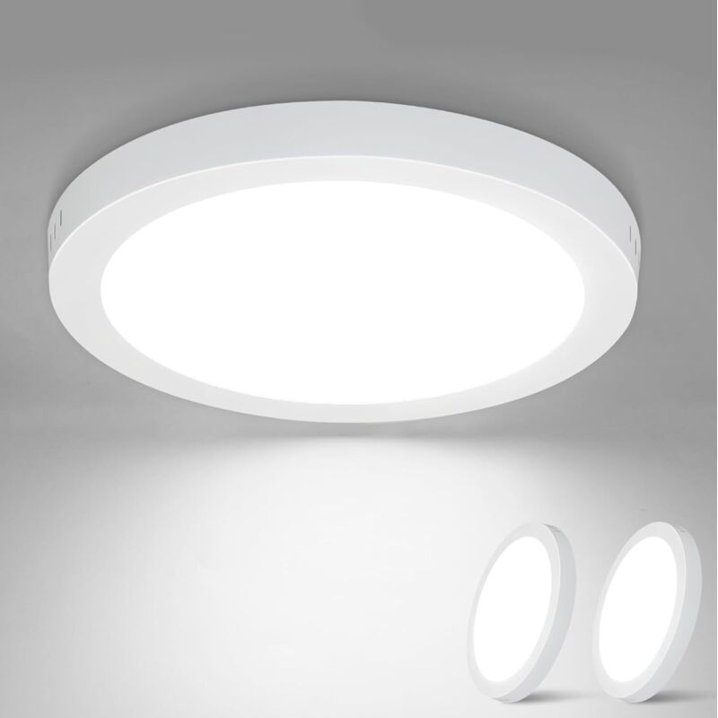 foto del prodotto gbly lampada da soffitto a led 2er, piatta rotonda 18w lampada da bagno moderna lampada da corridoio bianca 5000k bianco freddo 23cm ip44