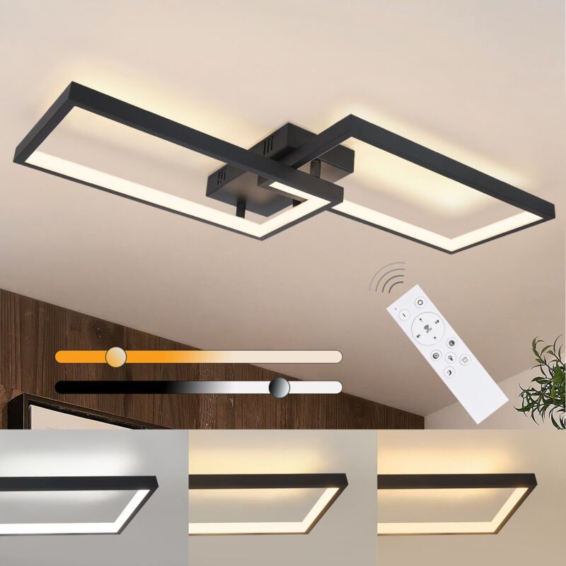 foto del prodotto gbly lampada da soffitto a led dimmerabile con telecomando 40w metallo nero lampada da camera dal design moderno lampada da cucina per camera da
