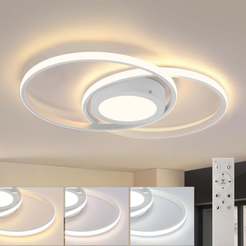 foto del prodotto gbly lampada da soffitto a led dimmerabile moderna bianca da 48w con telecomando, lampada per camera da letto, illuminazione a soffitto per