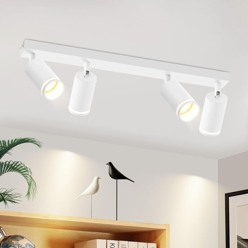 foto del prodotto gbly lampada da soffitto a led faretto da soffitto per soggiorno bianco gu10 faretto da soffitto faretti girevoli 4 lampadine lampada da cucina