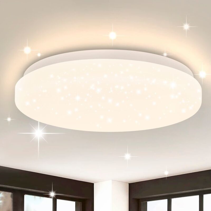 foto del prodotto gbly lampada da soffitto a led lampada da camera da letto con cielo stellato da 15 w bianco caldo 21 cm glitter piccola stella rotonda