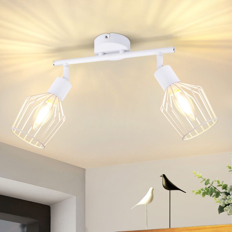 foto del prodotto gbly lampada da soffitto con 2 lampadari pivotanti lampadario da soffitto in metallo bianco e14, stile vintage, interno pivotante di 350 ,