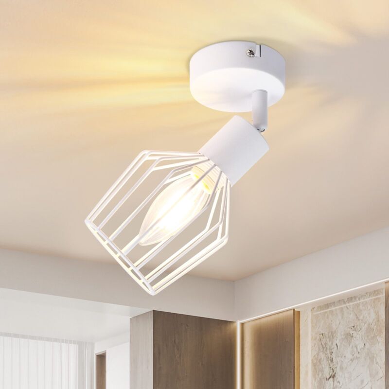 foto del prodotto gbly lampada da soffitto e14, spot per soffitto ruotante spot per soffitto a una luce in metallo, lampada per corridoio industriale ruotante di