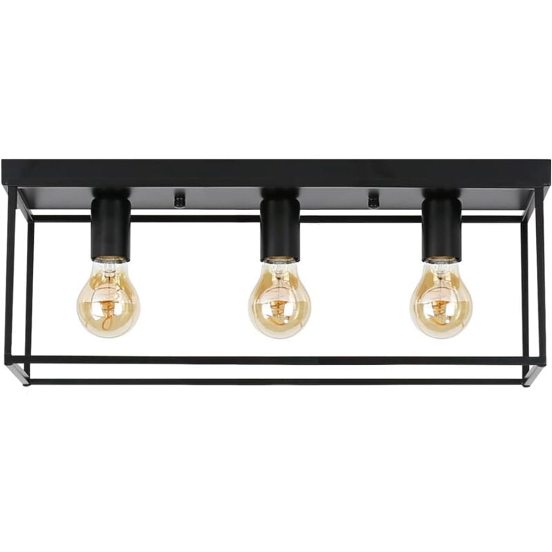 foto del prodotto gbly lampada da soffitto e27 vintage nero lampada da camera industriale per salone, sala da pranzo lampada retr in metallo con 3 lampadine