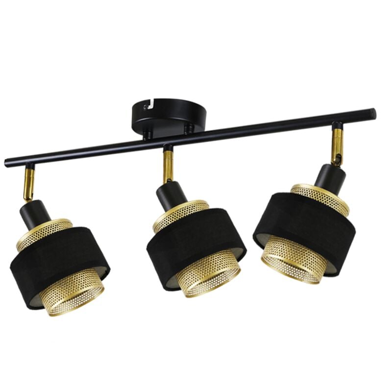foto del prodotto gbly lampada da soffitto in stile vintage con spot lampada per salotto con 3 lampadine e14, in stile retr , spot in metallo dorato e pivotanti,