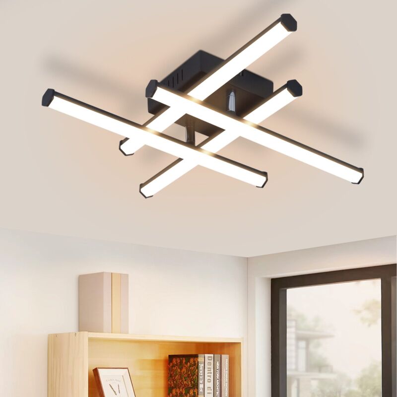 foto del prodotto gbly lampada da soffitto lampada da salone moderna nera 24w, lampada da camera da letto con design d interni, lampada da cucina 3000k luce bianca