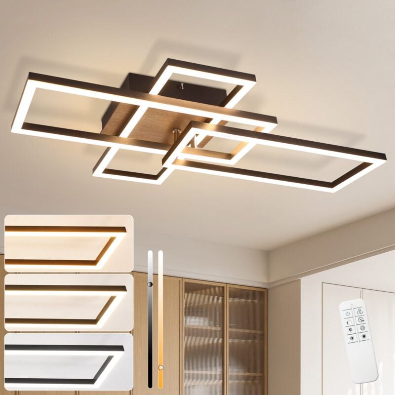 foto del prodotto gbly lampada da soffitto led lampada da soffitto regolabile in intensit , 64 cm, bianca con legno, design per camera da letto, 36 w, design