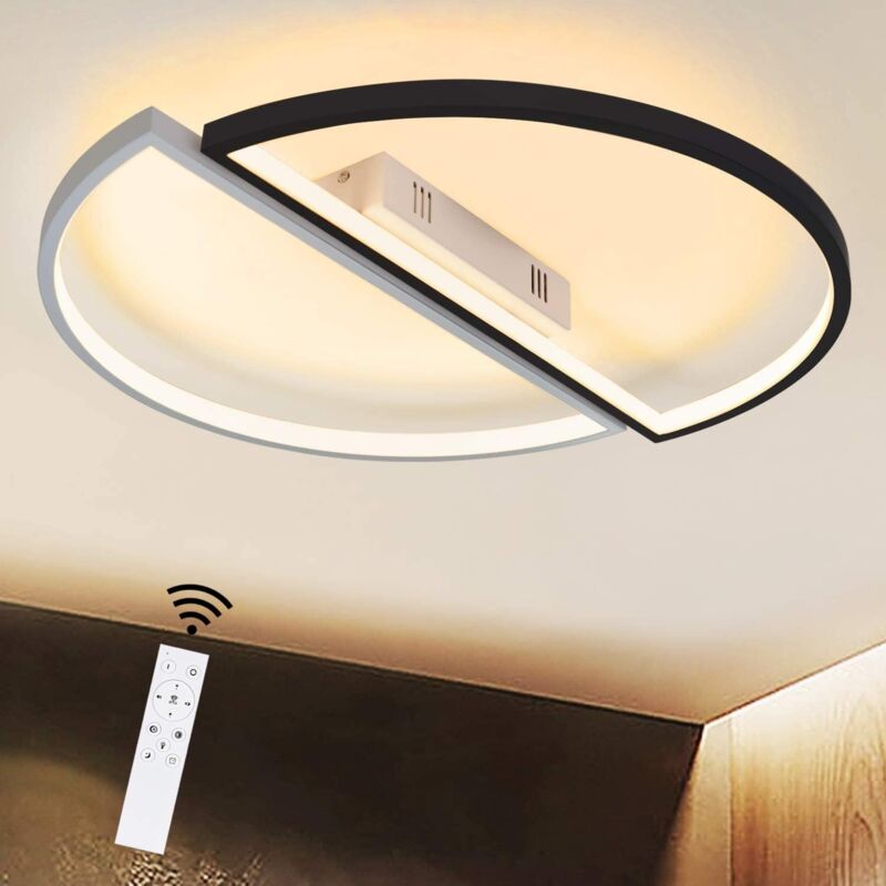 foto del prodotto gbly lampada da soffitto led moderna in bianco e nero, a intensit regolabile con telecomando, 53 w, perfetta per il soggiorno, la cucina, la