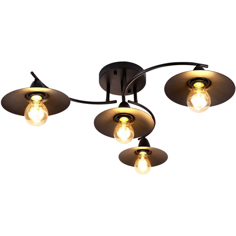 foto del prodotto gbly lampada da soffitto vintage e27 in stile retr nero con 4 fiamme, lampada per corridoio in stile industriale, lampada per camera da letto