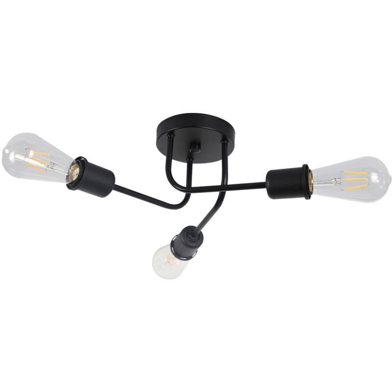 foto del prodotto gbly lampada da soffitto vintage retr lampada da soggiorno nera a 3 fiamme per soggiorno, camera da letto, sala da pranzo, stile rustico