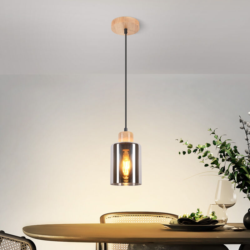 foto del prodotto gbly lampada da tavolo a sospensione in legno e27 lampada da tavolo industriale lampada a sospensione da cucina lampada a sospensione in vetro