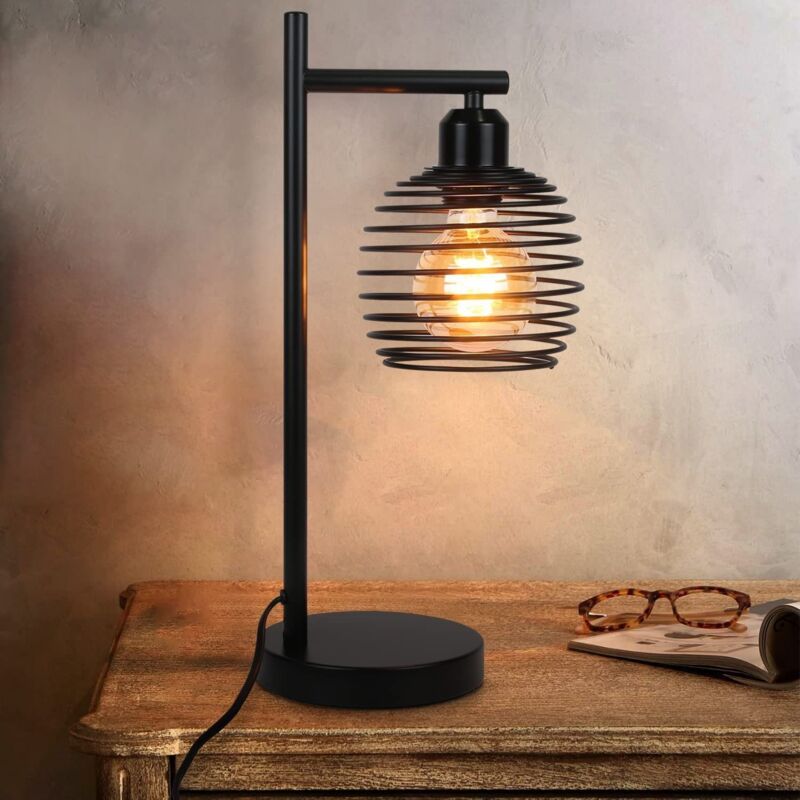 foto del prodotto gbly lampada da tavolo design industriale retr , illuminazione del soggiorno e della camera da letto, lampada da comodino, attacco e27, nero, senza
