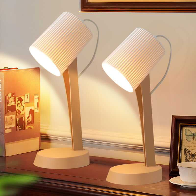 foto del prodotto gbly lampada da tavolo , lampada da comodino con cavo 14,5 2 pezzi , piccolo paralume e14, marrone, stile rustico moderno per sala da pranzo e