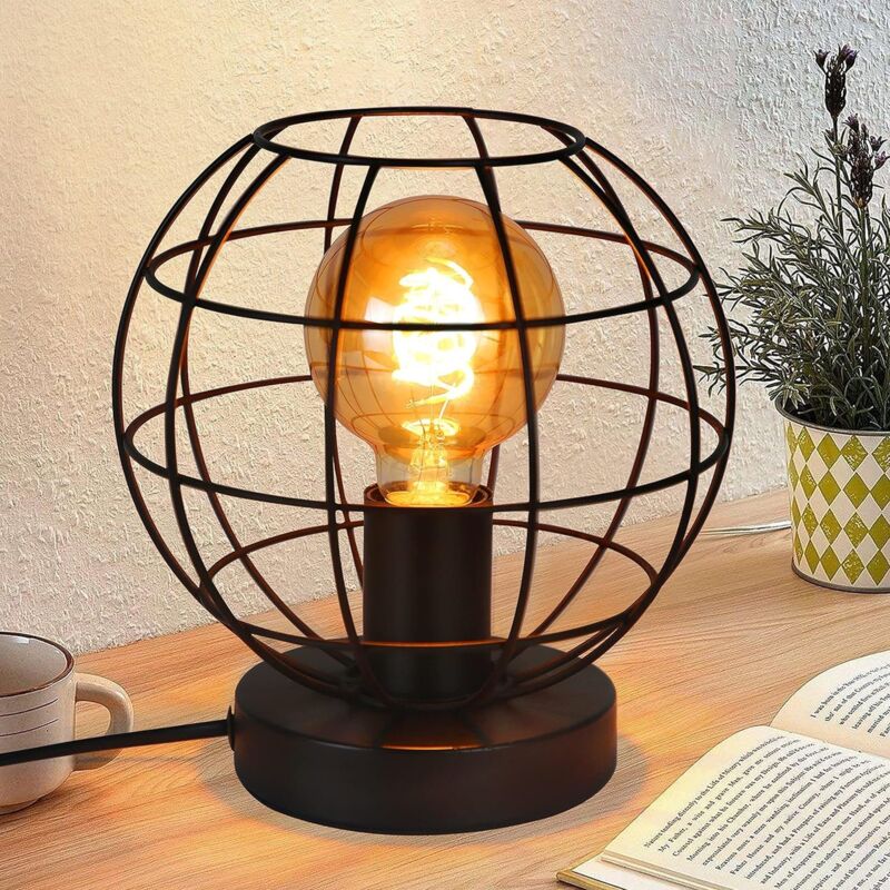 foto del prodotto gbly lampada da tavolo vintage nera lampada da comodino retr in metallo attacco e27 decorazione industriale per soggiorno cameretta per bambini