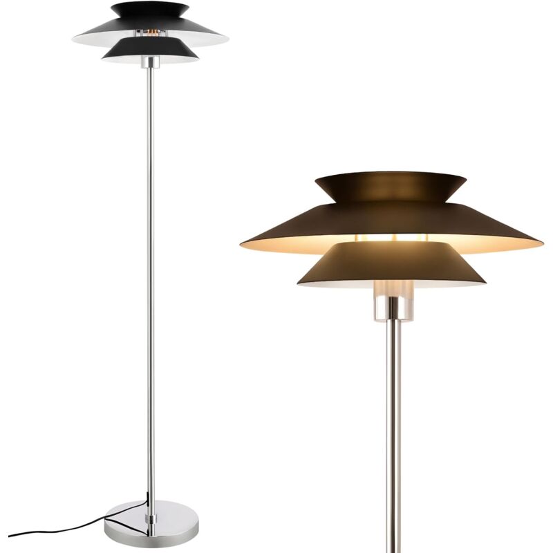 foto del prodotto gbly lampada da terra nera moderna e27 a 1 fiamma con interruttore a pedale vintage in metallo design industriale lampada da letto elegante per