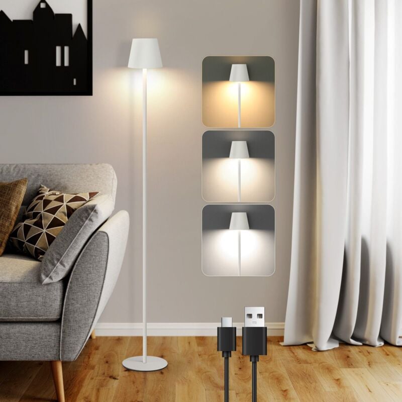 foto del prodotto gbly lampada da terra per soggiorno, lampada da terra a led dimmerabile moderna lampada da terra con batteria usb e 3 temperature di colore,