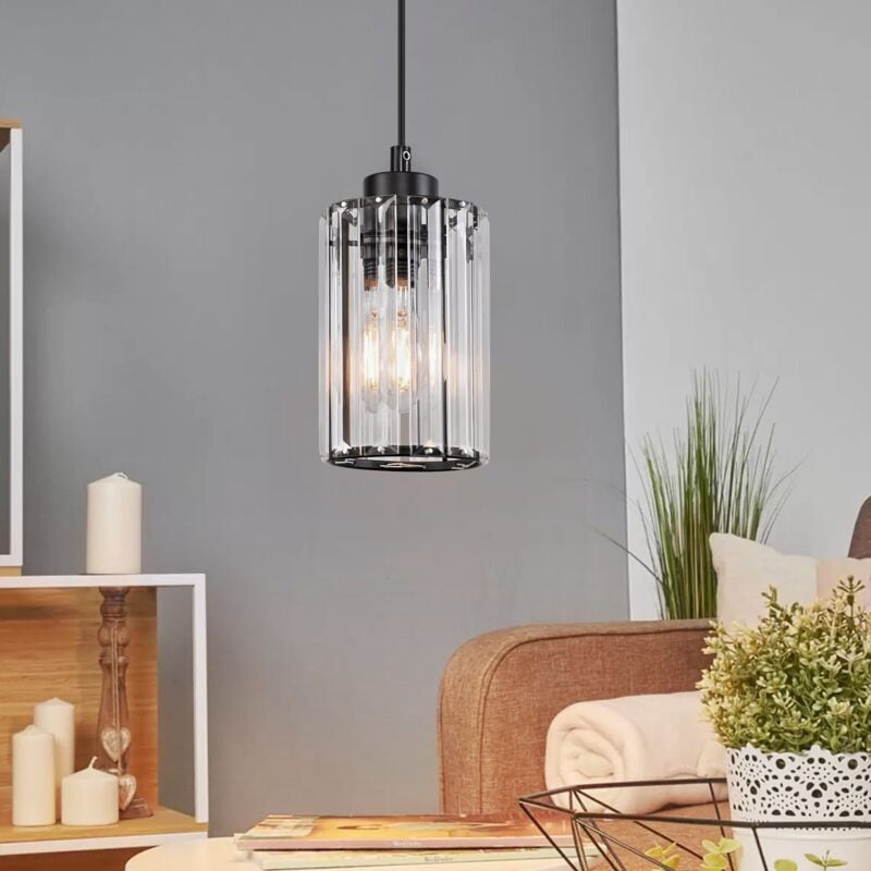 foto del prodotto gbly lampada sospesa, lampada da soffitto lampada da soffitto per salone e27, lampada da tavolo da pranzo nera, lampada da soffitto in vetro,