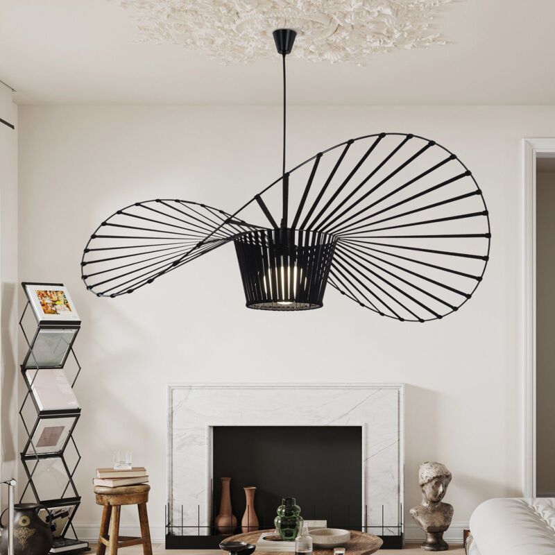 immagine 0 del prodotto gbly lampadario a sospensione, lampada a sospensione creativa a forma di cappello, lampadario retro led per interni, nero, 120 cm.
