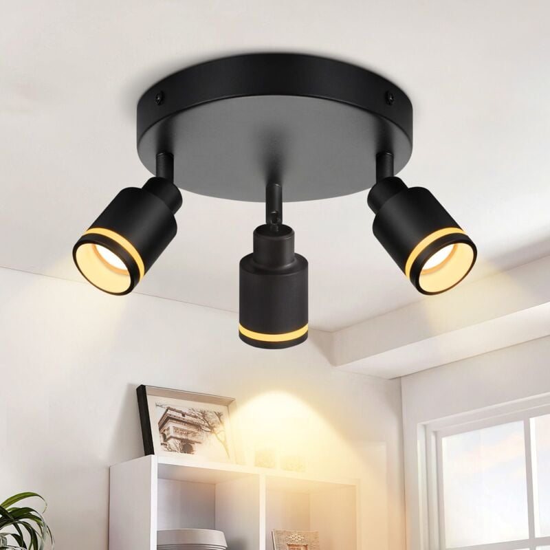 foto del prodotto gbly lampade da soffitto luce da soffitto moderna con 3 lampadine gu10 girevoli, lampada per cucina, lampada per corridoio, quadrata in metallico
