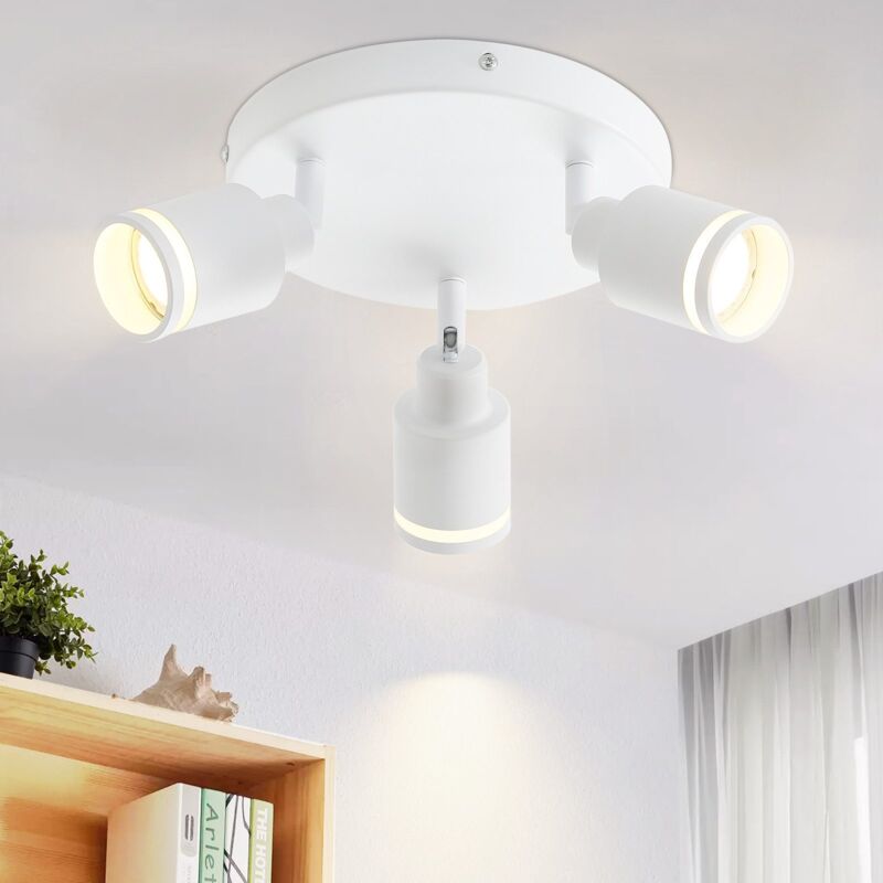 foto del prodotto gbly lampade da soffitto luce da soffitto moderna con 3 lampadine gu10 girevoli, lampada per cucina, lampada per corridoio, quadrata in metallico