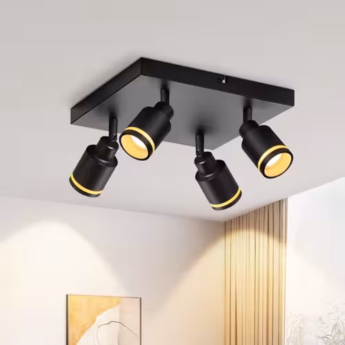 immagine 0 del prodotto gbly lampade da soffitto luce da soffitto moderna con 4 lampadine gu10 girevoli, lampada per cucina, lampada per corridoio, quadrata in metallico