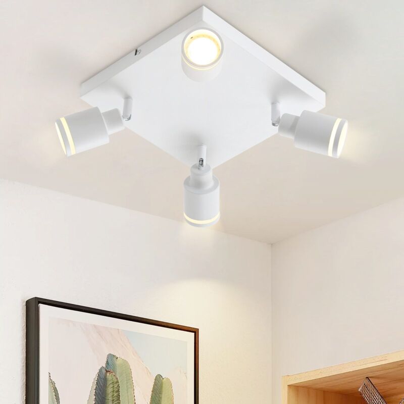 foto del prodotto gbly lampade da soffitto luce da soffitto moderna con 4 lampadine gu10 girevoli, lampada per cucina, lampada per corridoio, quadrata in metallico