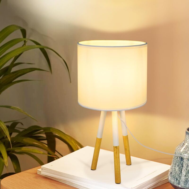 foto del prodotto gbly lampe de table ,lampe de chevet e27 moderne pour la chambre coucher, clairage de table vintage de style campagnard,abat jour en tissu beige,