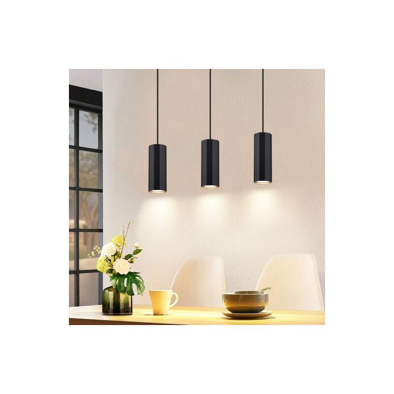 foto del prodotto gbly lampe suspendre 3 flammes table manger noir lampe suspendre gu10 salon moderne industriel lampe de salle manger suspendue m tal pour