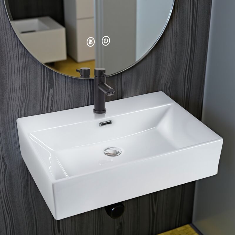 foto del prodotto gbly lavabo da appoggio lavandino bagno rettangolare in ceramica lavandino freestanding piccolo lavabo a parete con foro per rubinetto alzata a