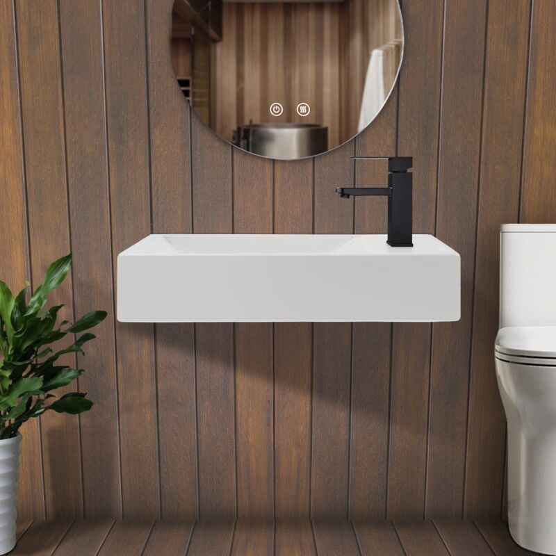 foto del prodotto gbly lavandino lavabo da bagno in ceramica con foro per rubinetto lavabo destro 40 22 10 cmmoderno lavabo sospeso per un wc ospiti